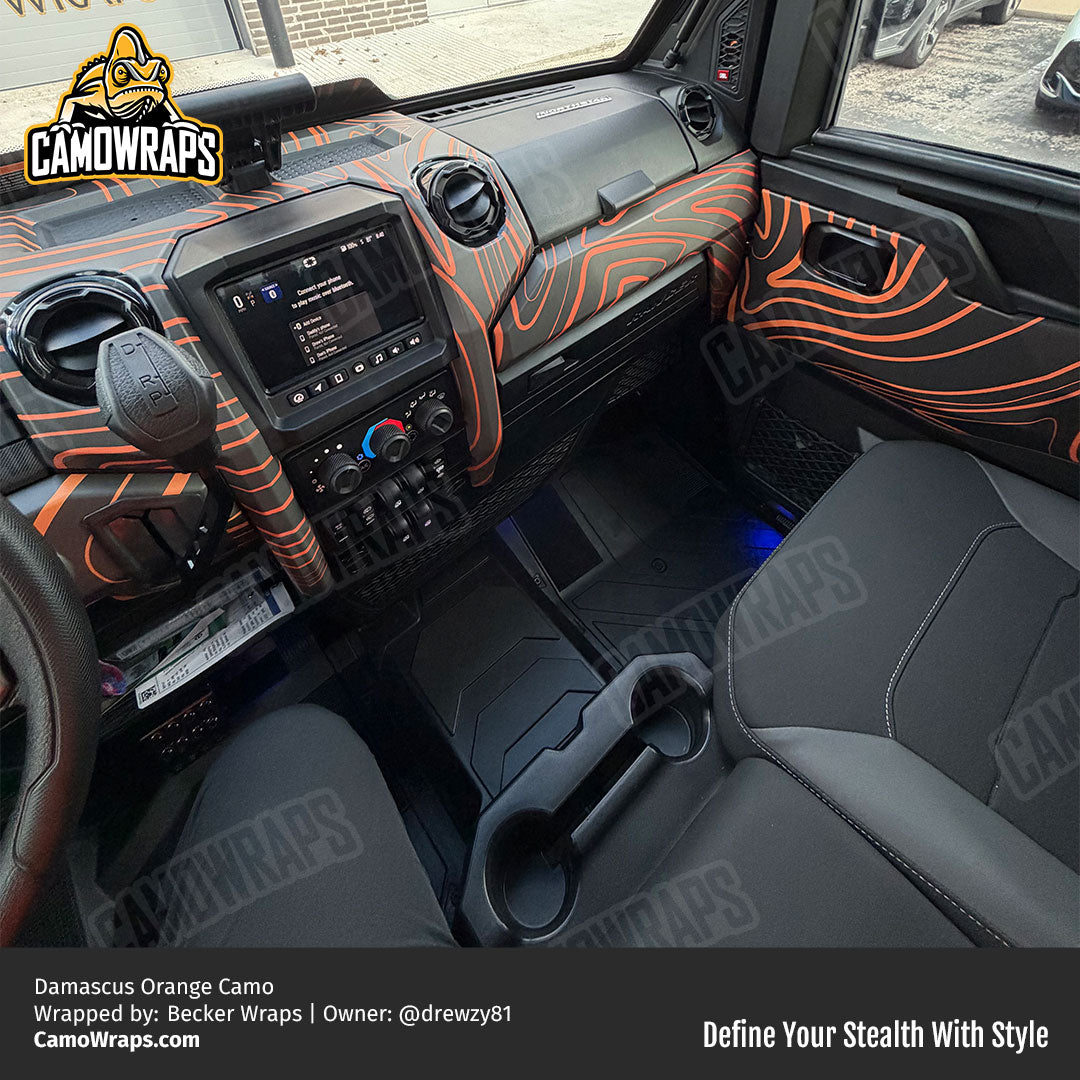 Damascus Orange Camo Car Interior Skin