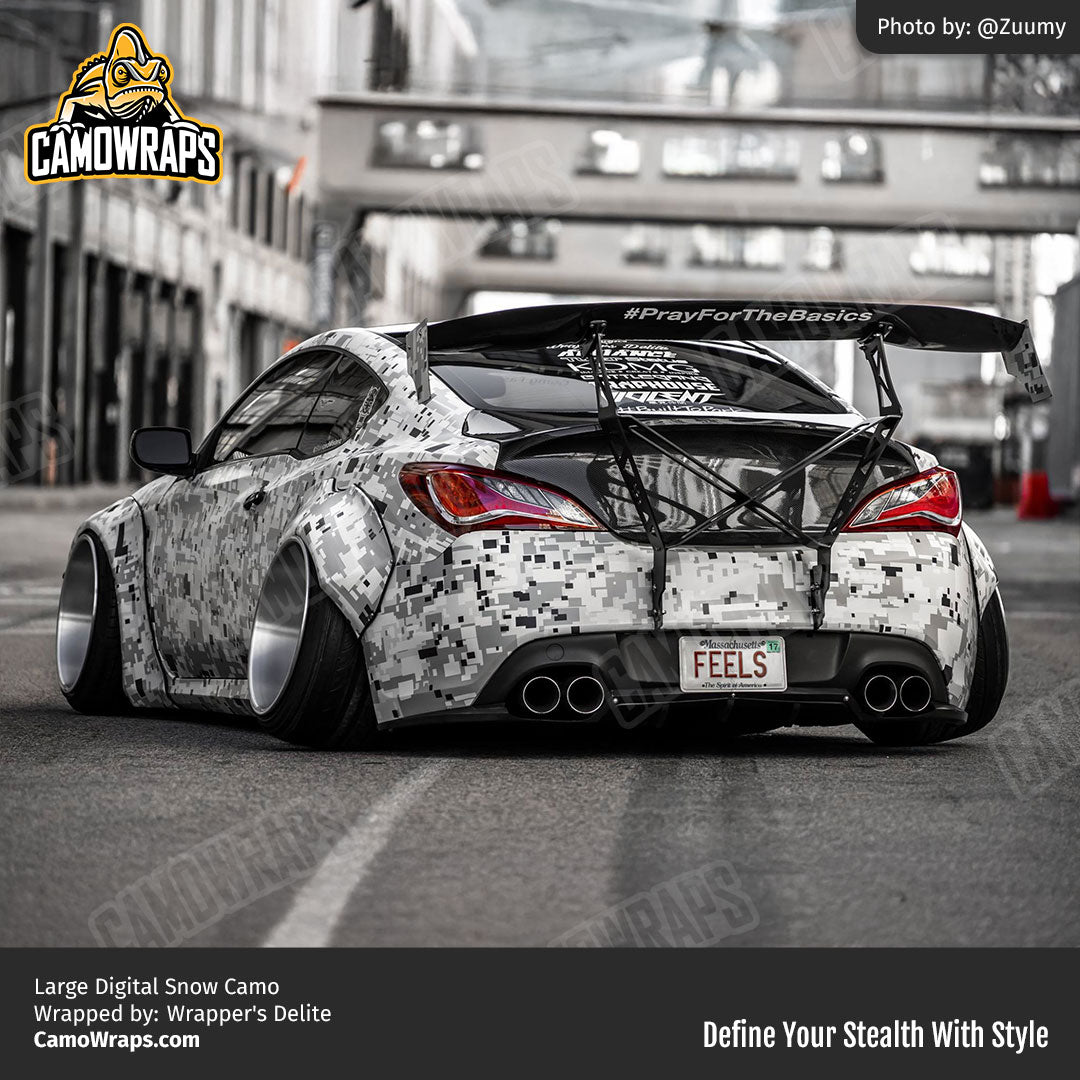 digital snow camo car wrap