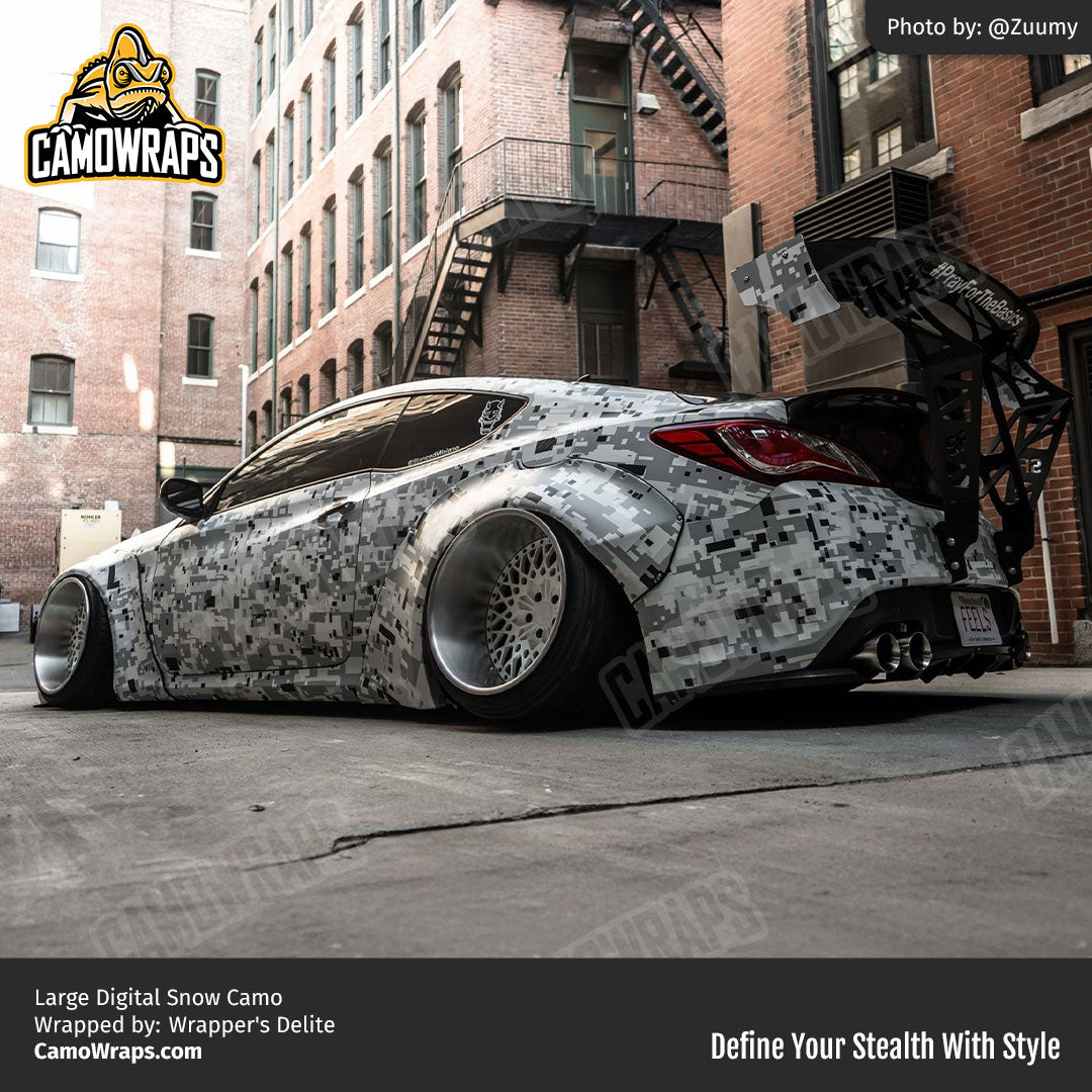 digital snow camo car wrap