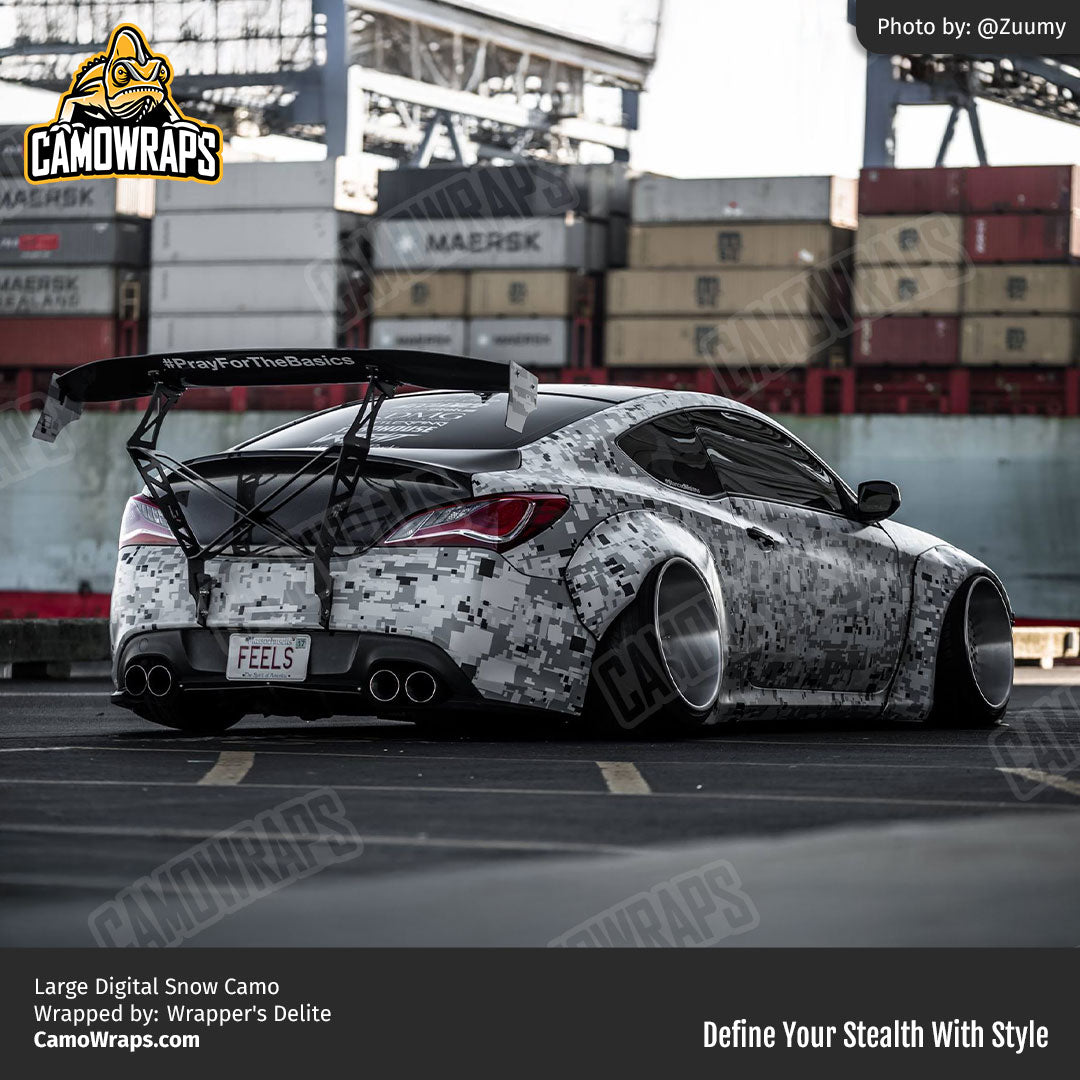 digital snow camo car wrap
