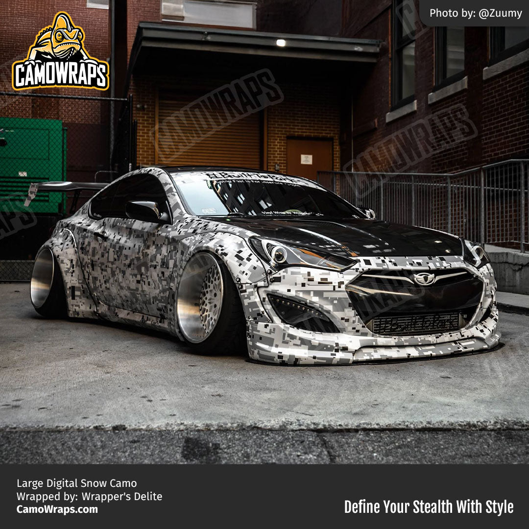 digital snow camo car wrap