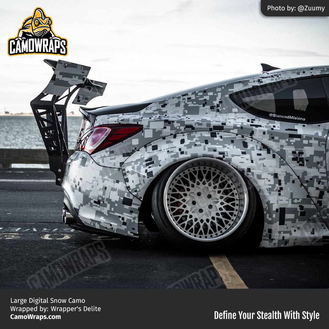 digital snow camo car wrap