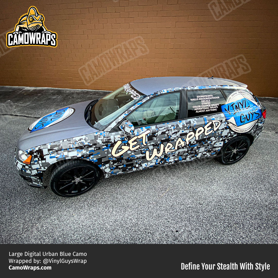 blue digital camo car wrap