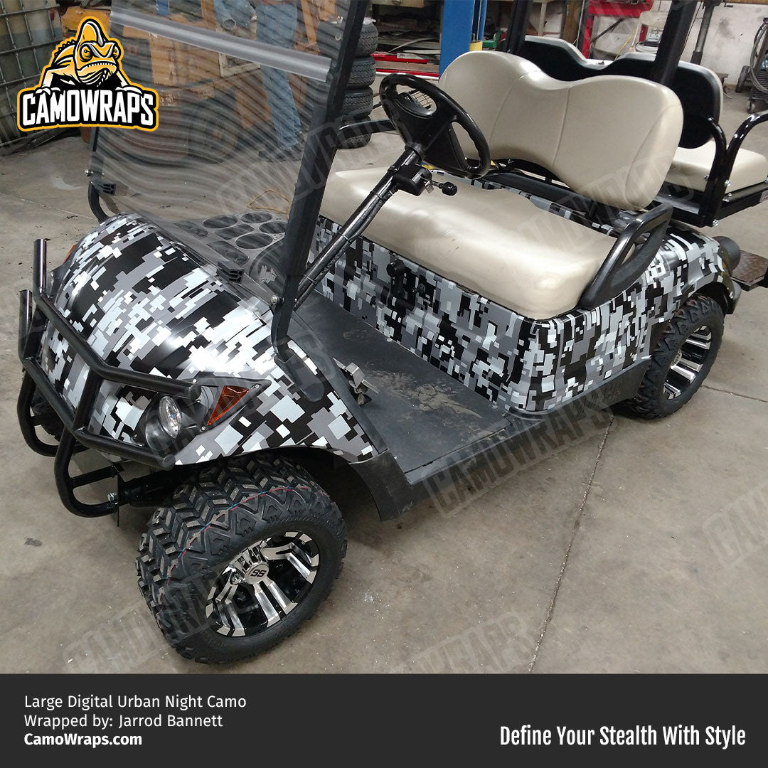 grey digital camo golf cart wrap