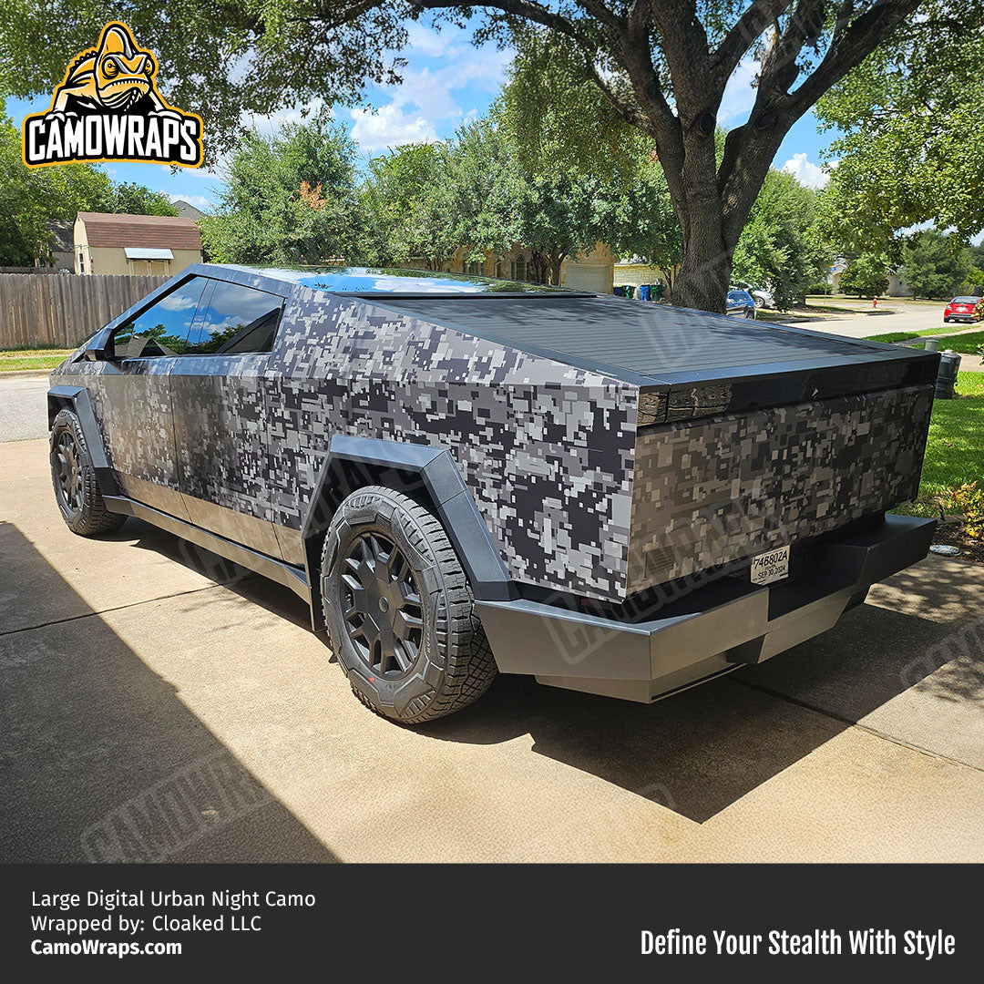 digital urban night cybertruck wrap