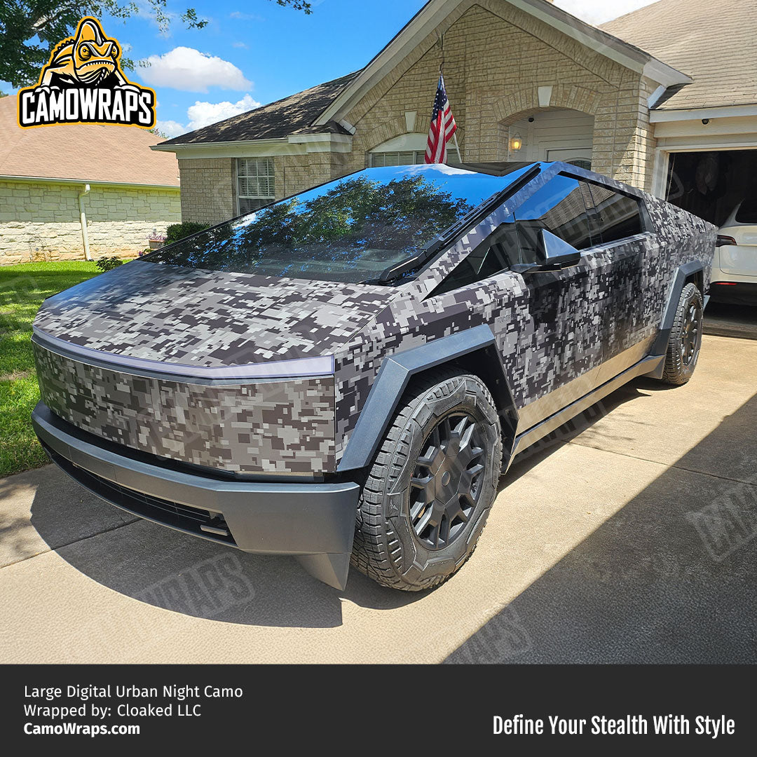 digital urban night cybertruck wrap