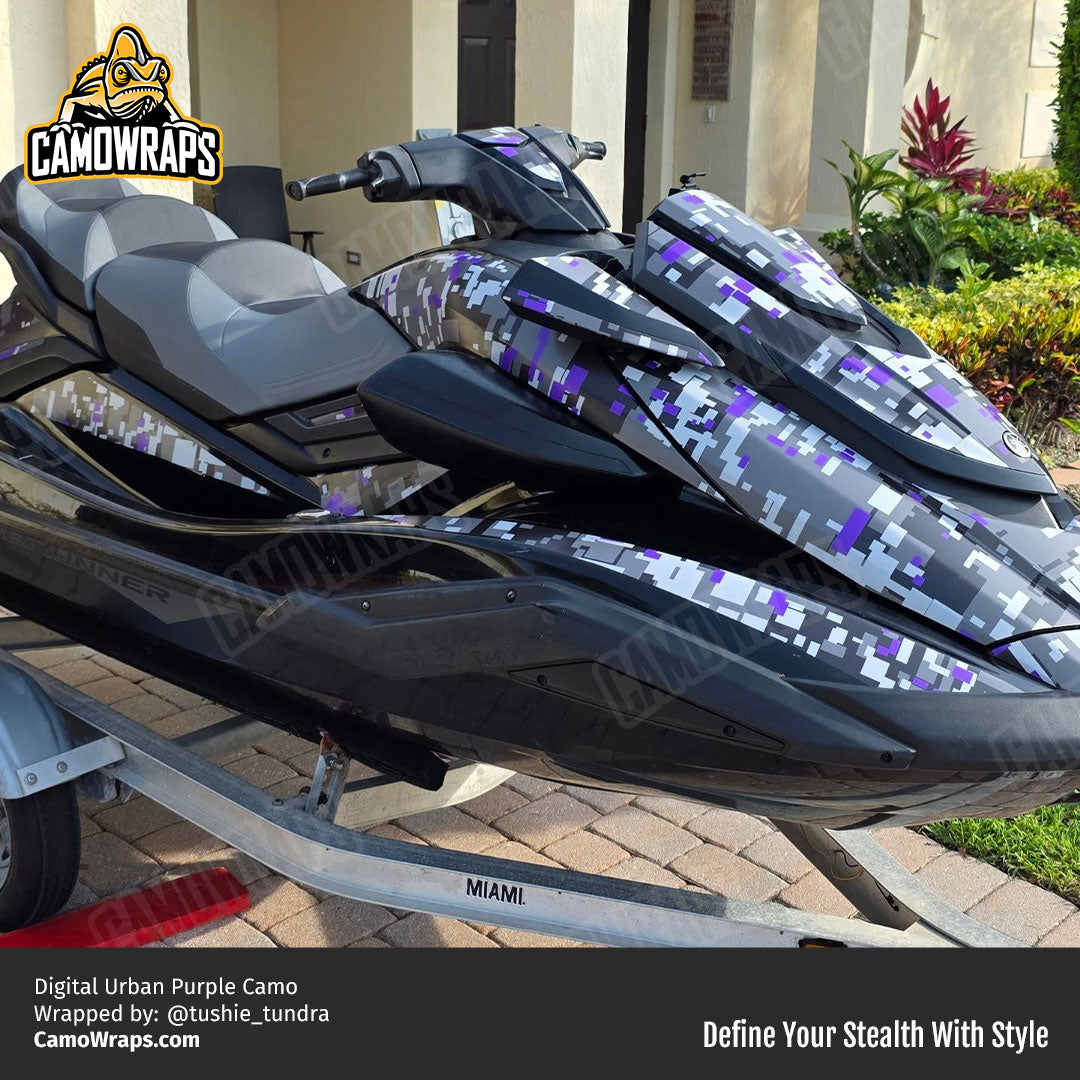 purple digital camo jetski wrap