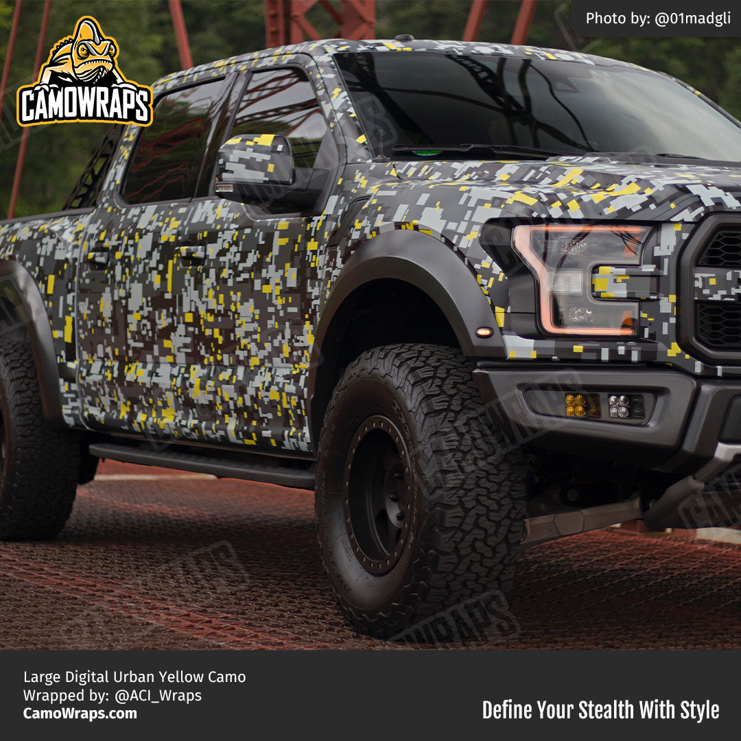 yellow camo truck wrap