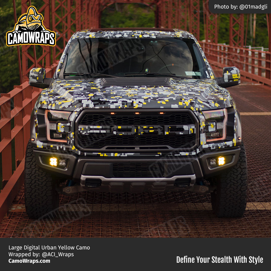yellow camo truck wrap