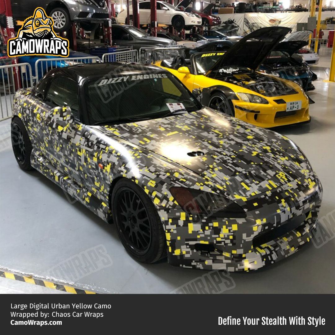 yellow camo car wrap