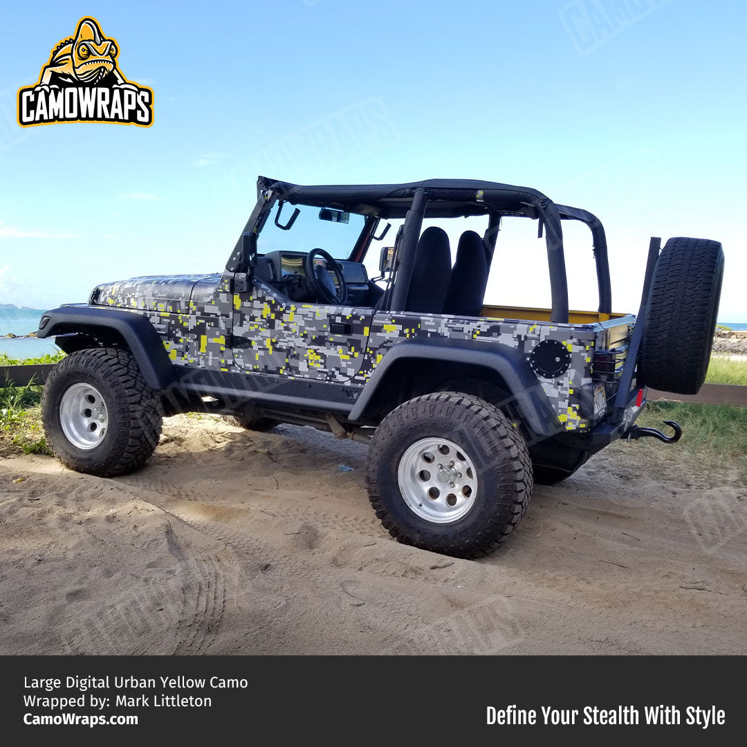 yellow camo jeep wrap