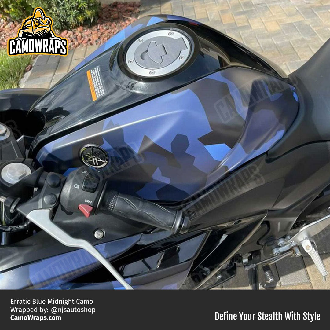 blue camo motorcycle wrap