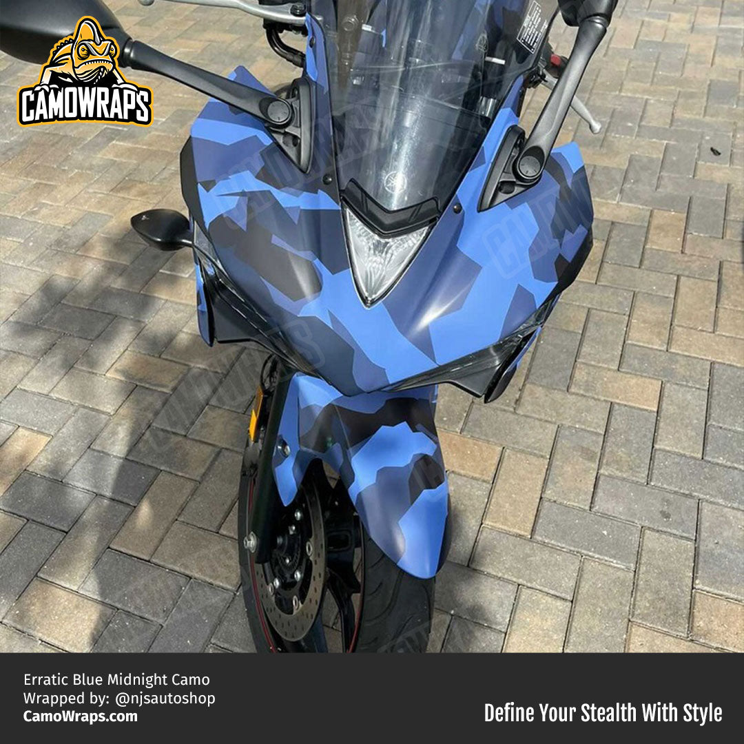 blue camo motorcycle wrap