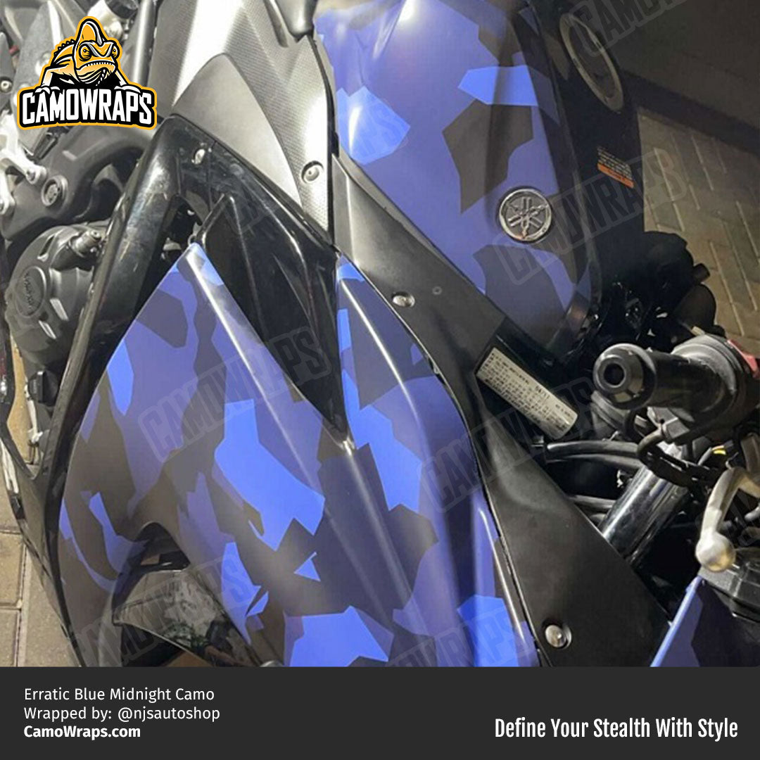 blue camo motorcycle wrap