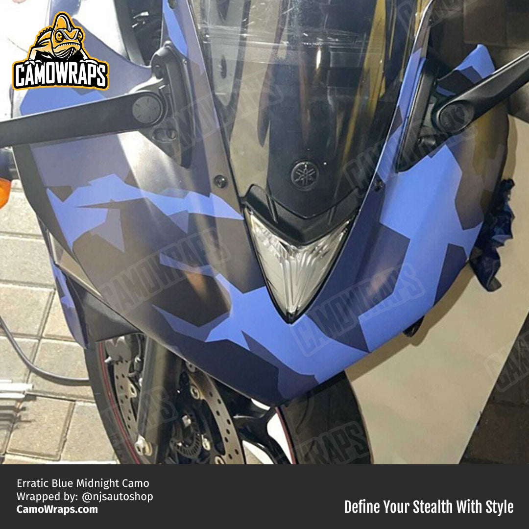blue camo motorcycle wrap