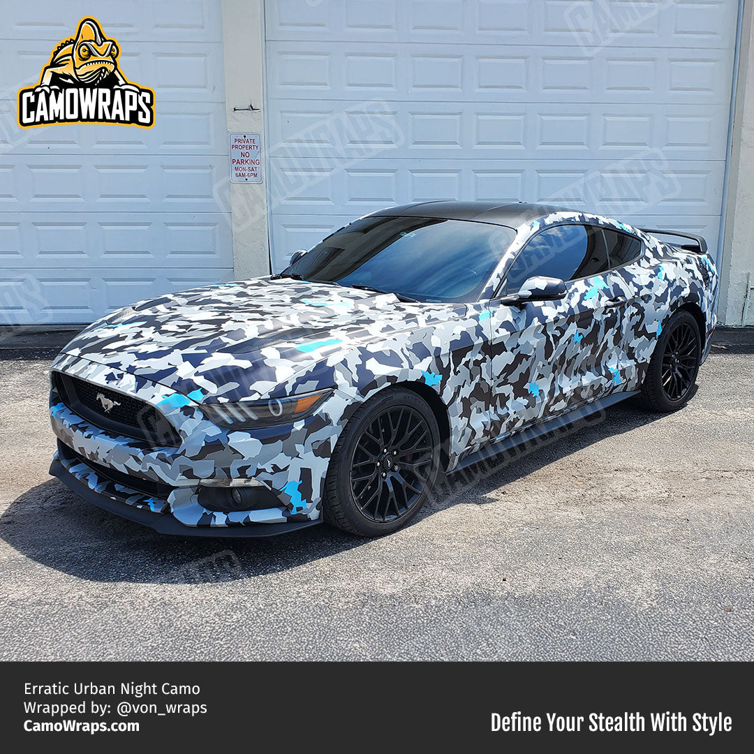 Erratic Urban Night Camo with Avery Dennison Gloss Light Blue Ford Mustang Wrapped by von_wraps – Image 1
