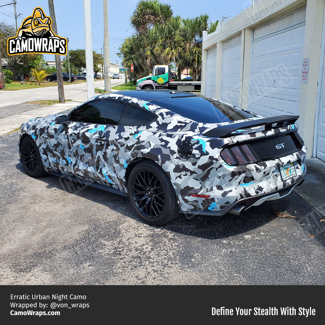 Erratic Urban Night Camo with Avery Dennison Gloss Light Blue Ford Mustang Wrapped by von_wraps – Image 2
