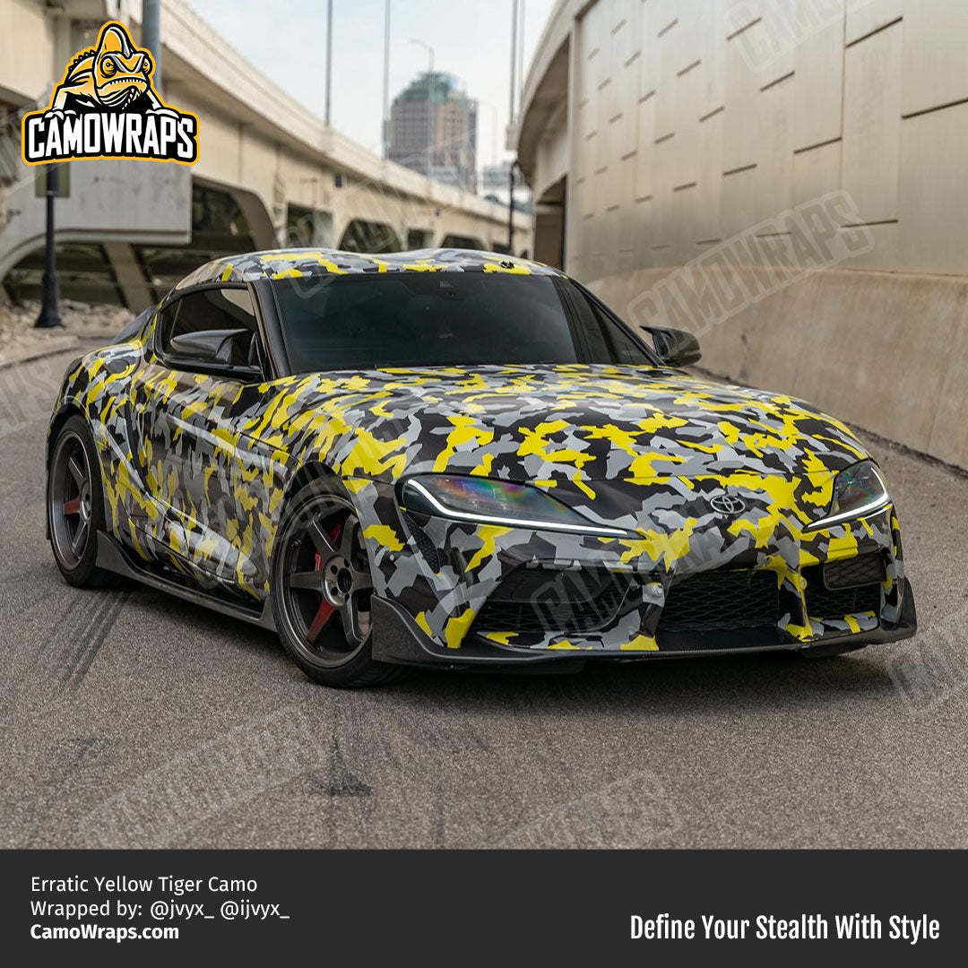 yellow camo car wrap