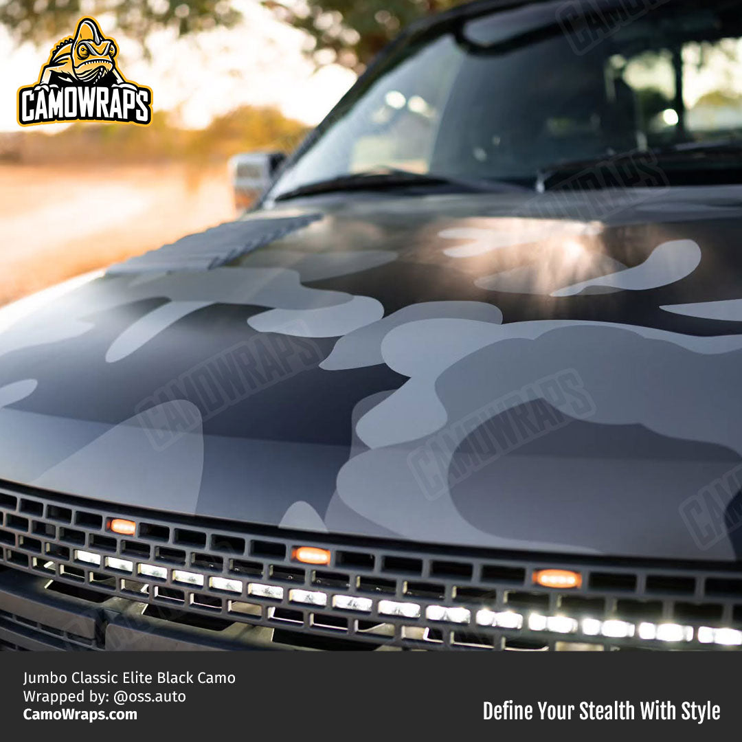 black camo truck wrap