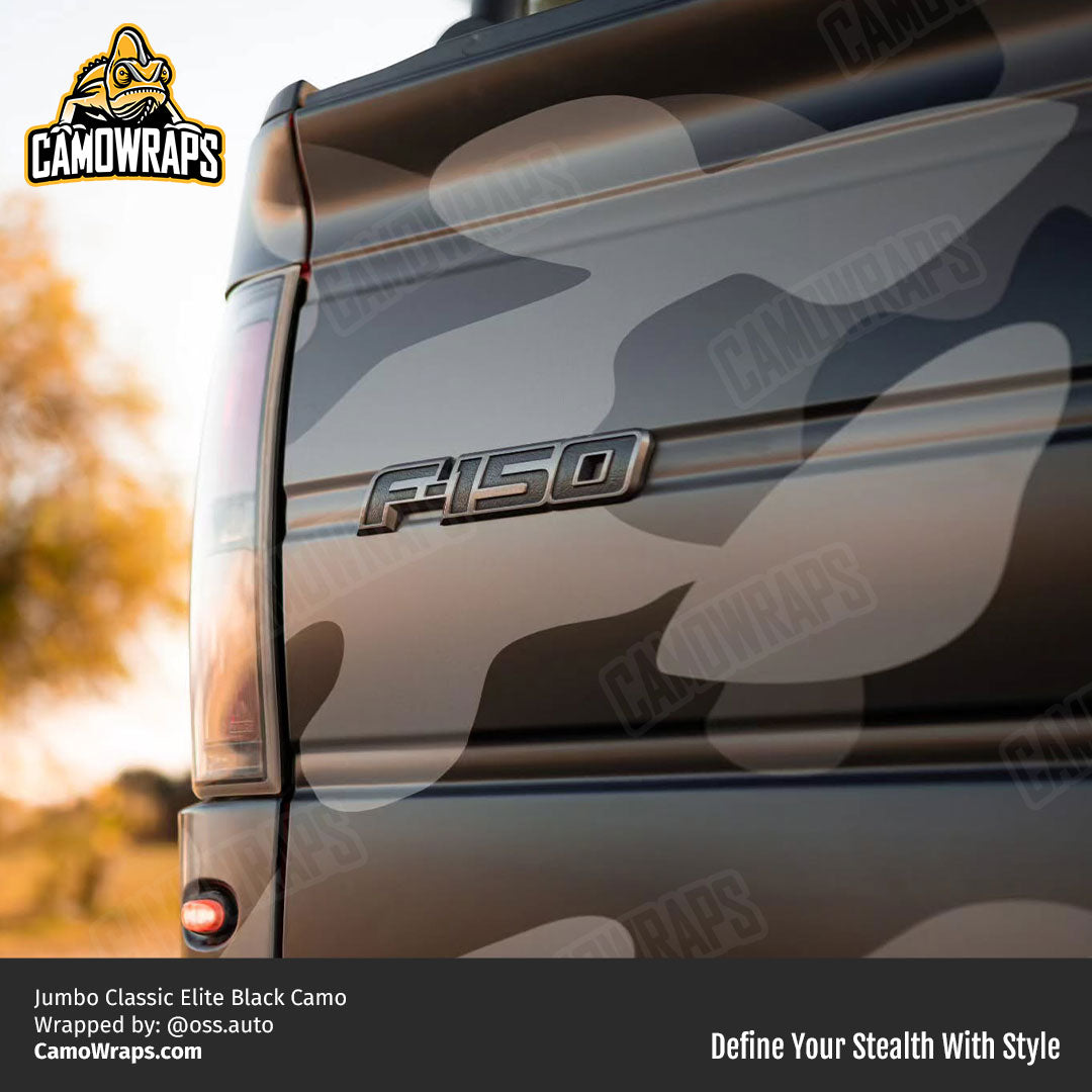 black camo truck wrap