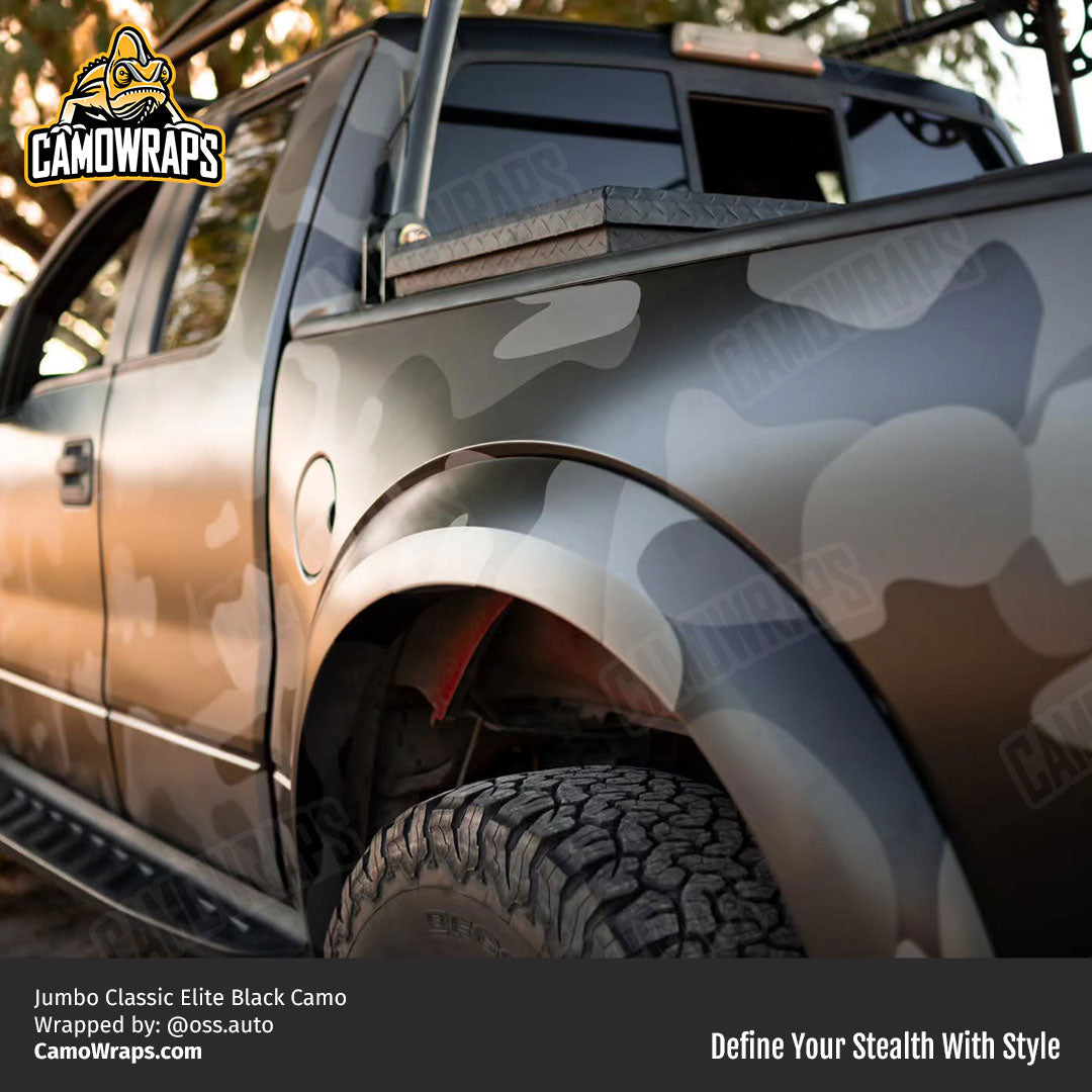 black camo truck wrap