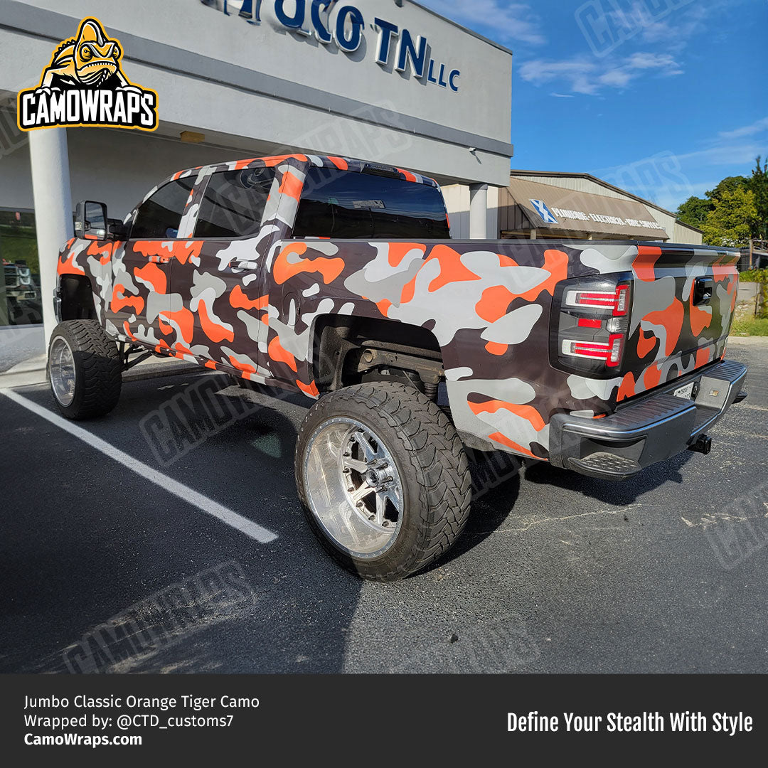 orange camo truck wrap