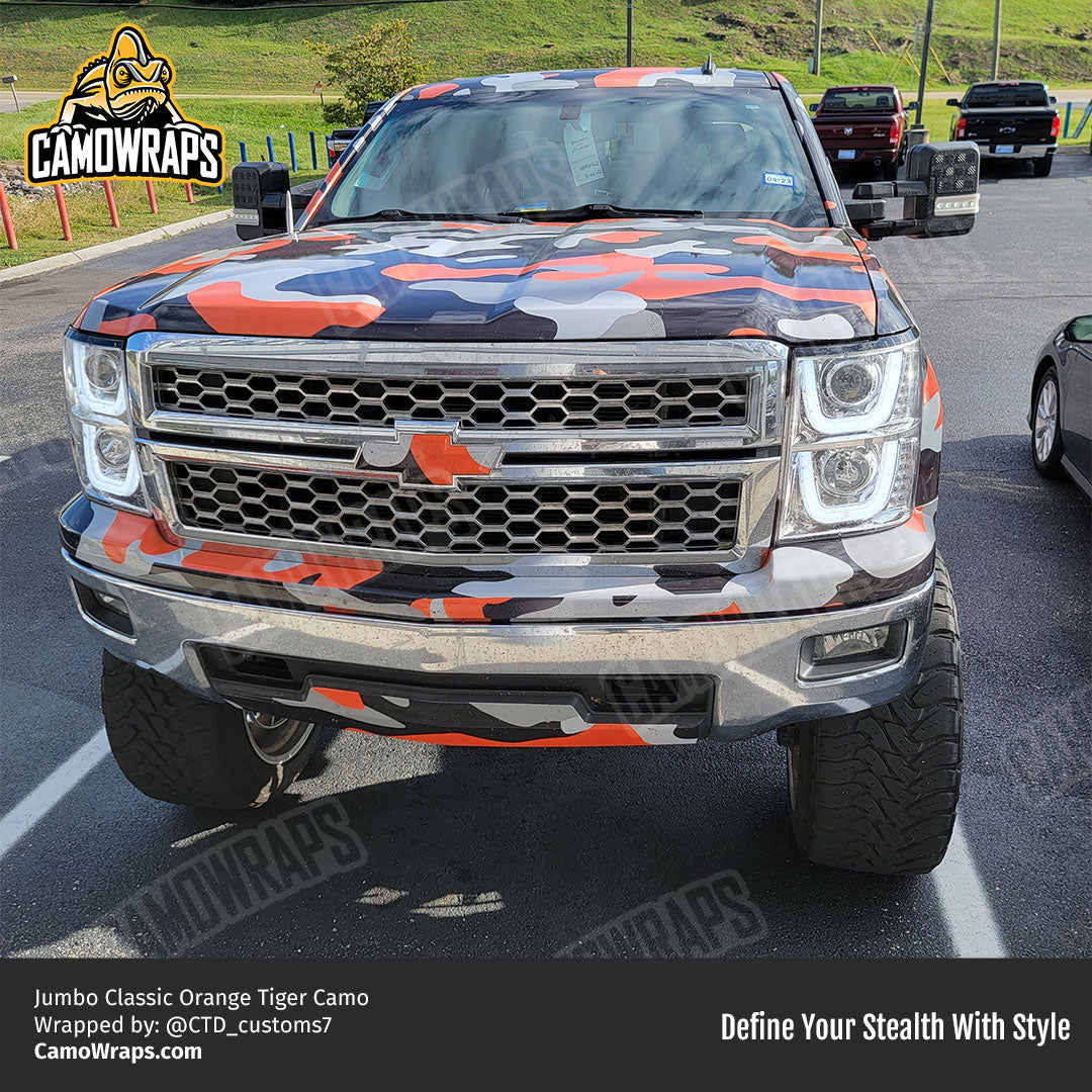 orange camo truck wrap