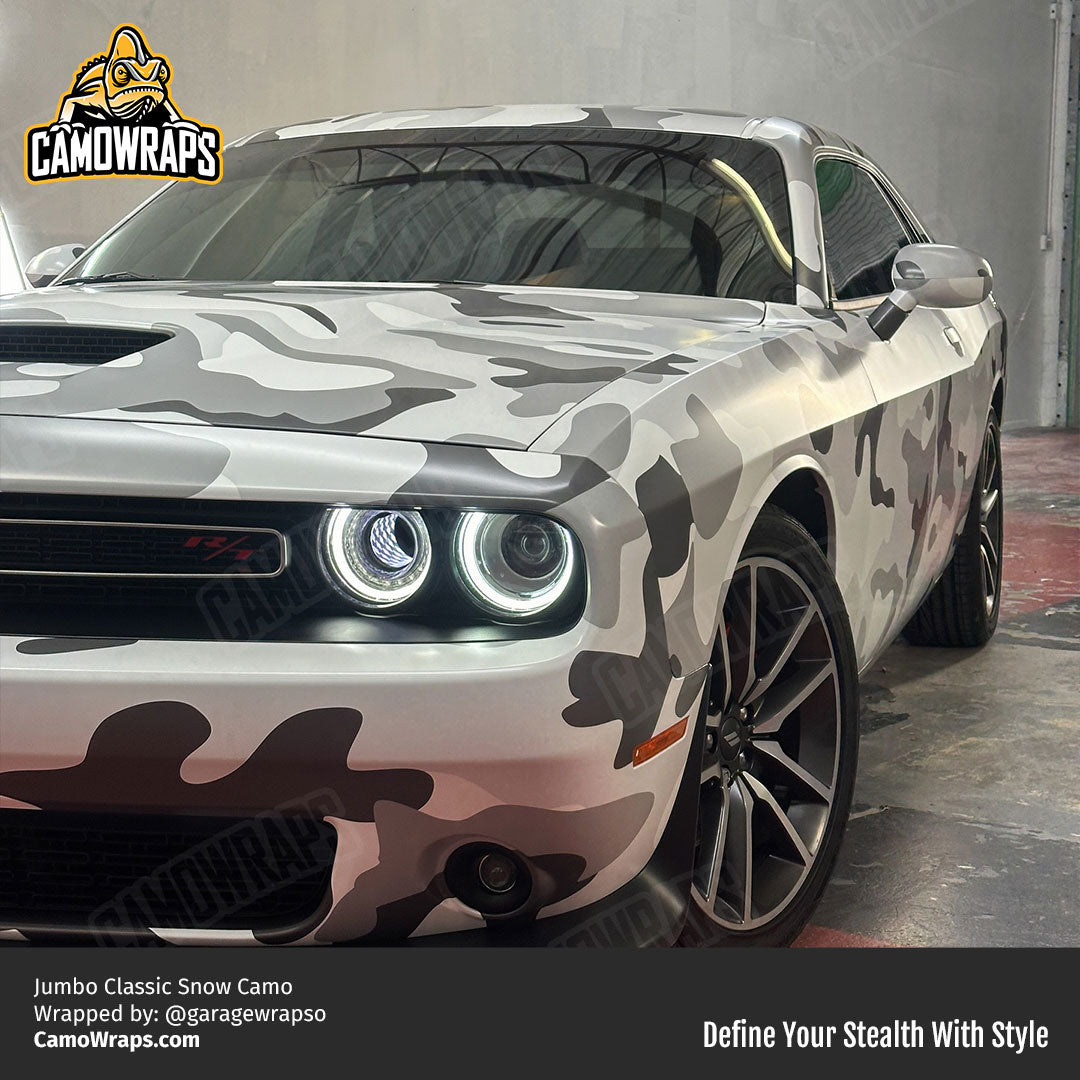 snow camo challenger wrap