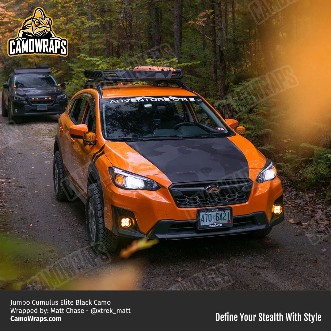 black camo subaru hood wrap