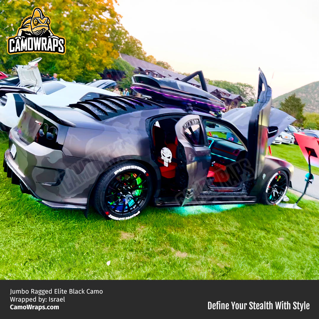 Jumbo Ragged Elite Black Camo Vinyl Wrap