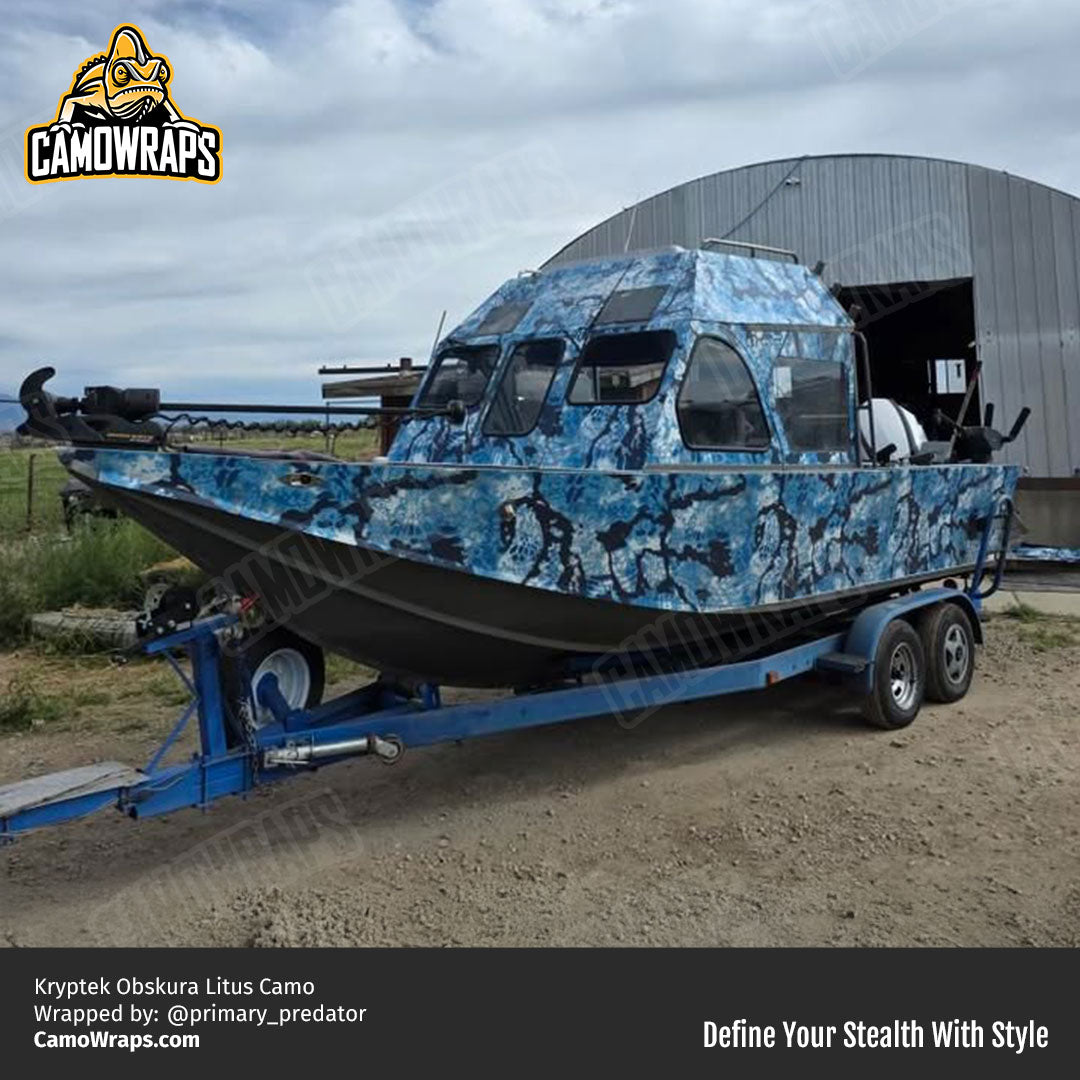 blue kryptek boat wrap