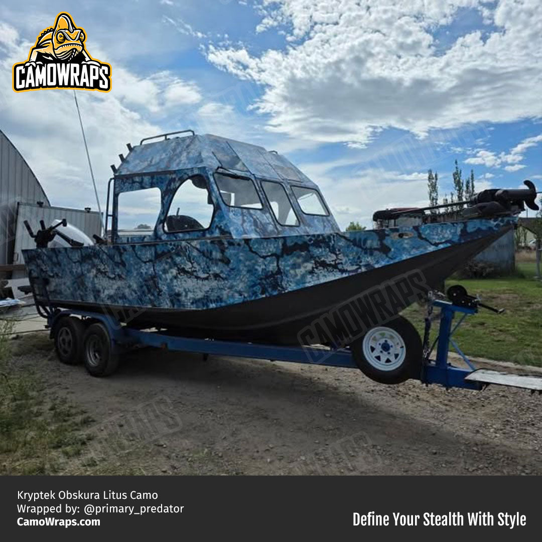 blue kryptek boat wrap