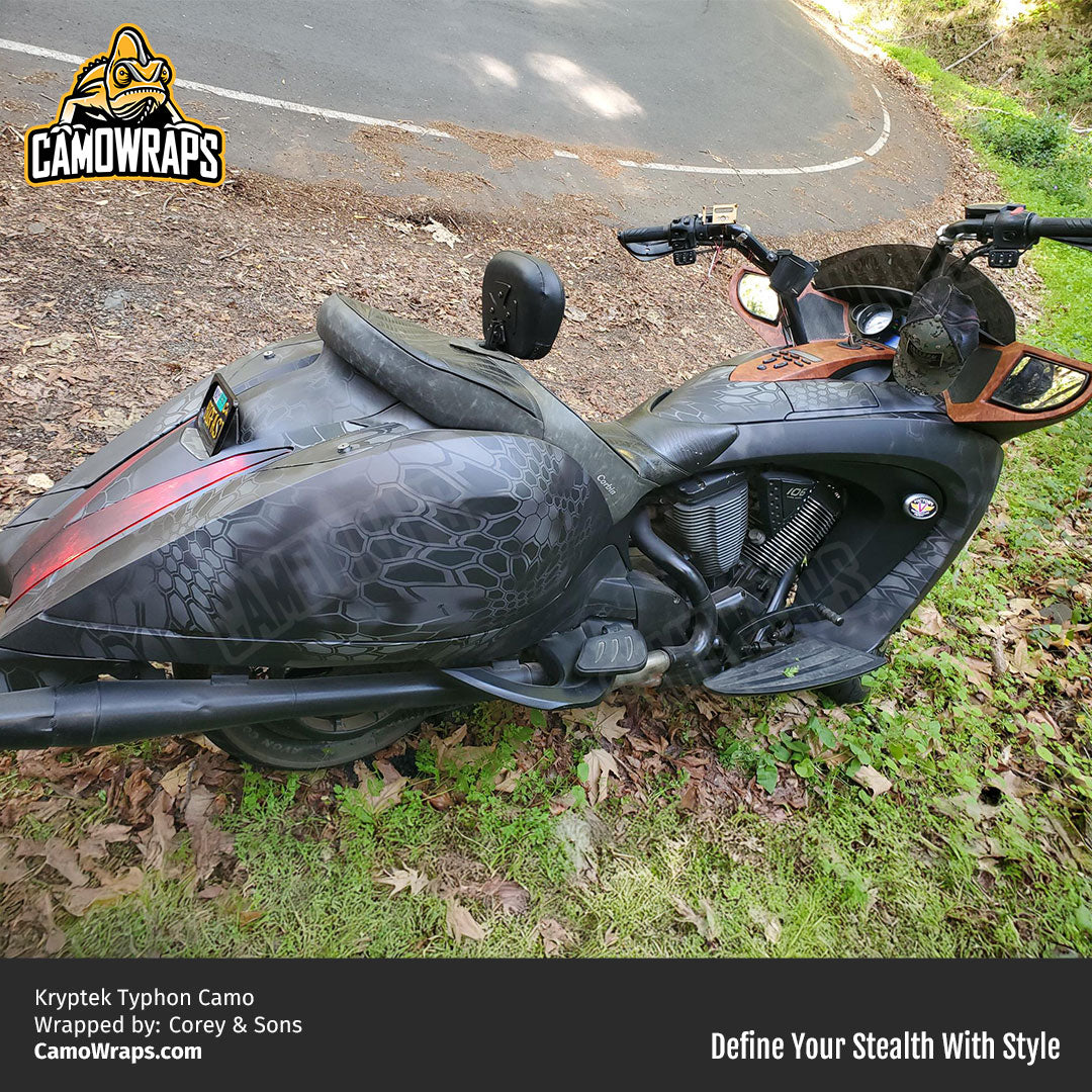 black kryptek motorcycle wrap