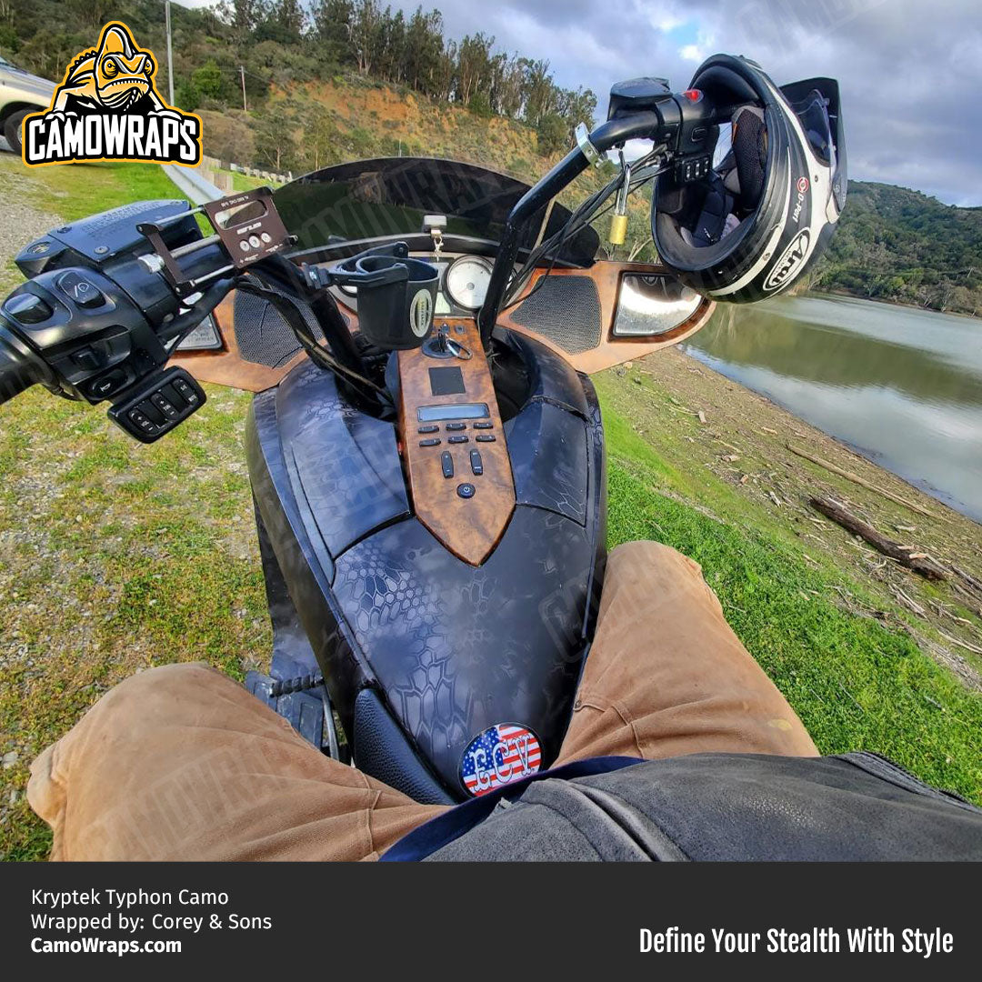 black kryptek motorcycle wrap