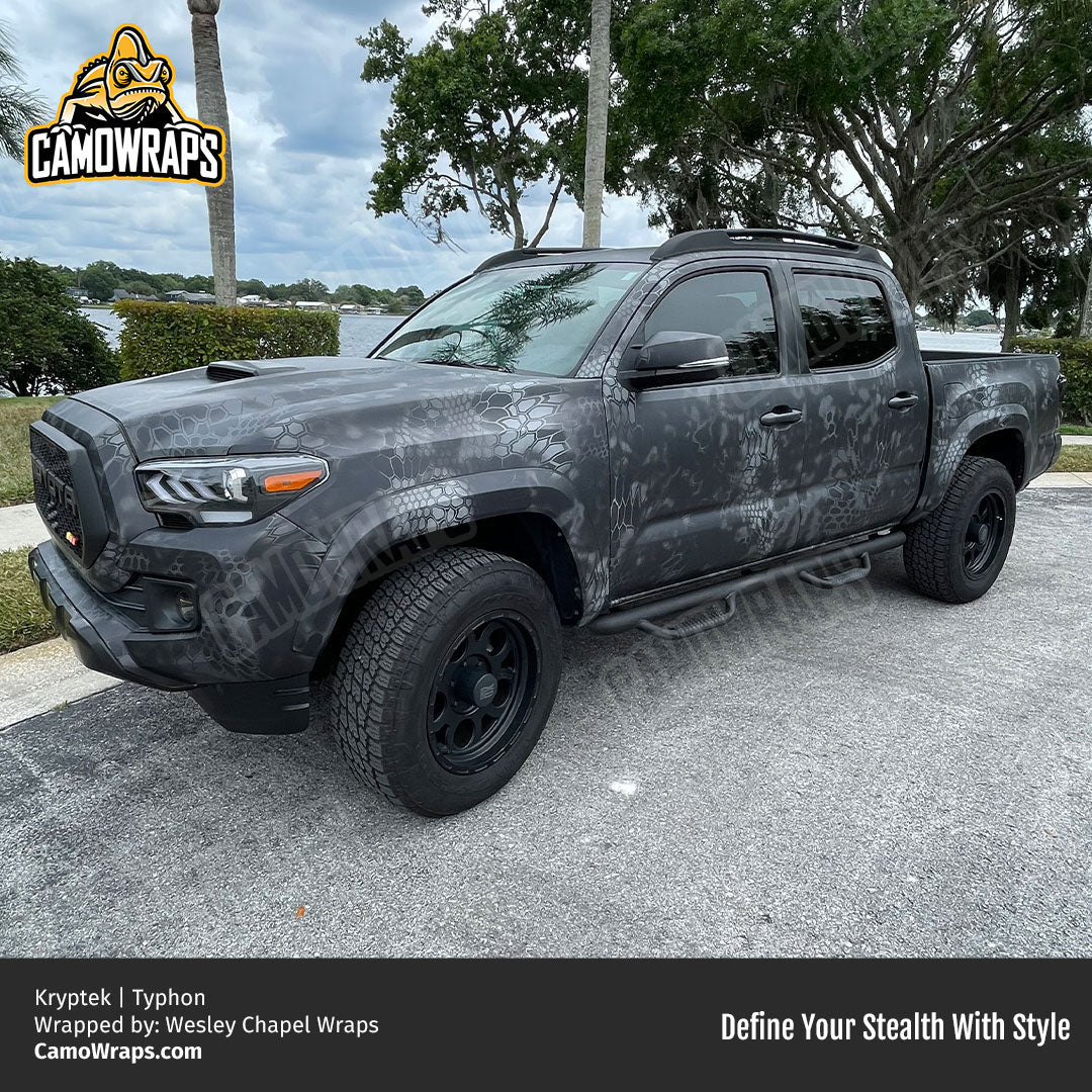 black kryptek camo toyota truck wrap