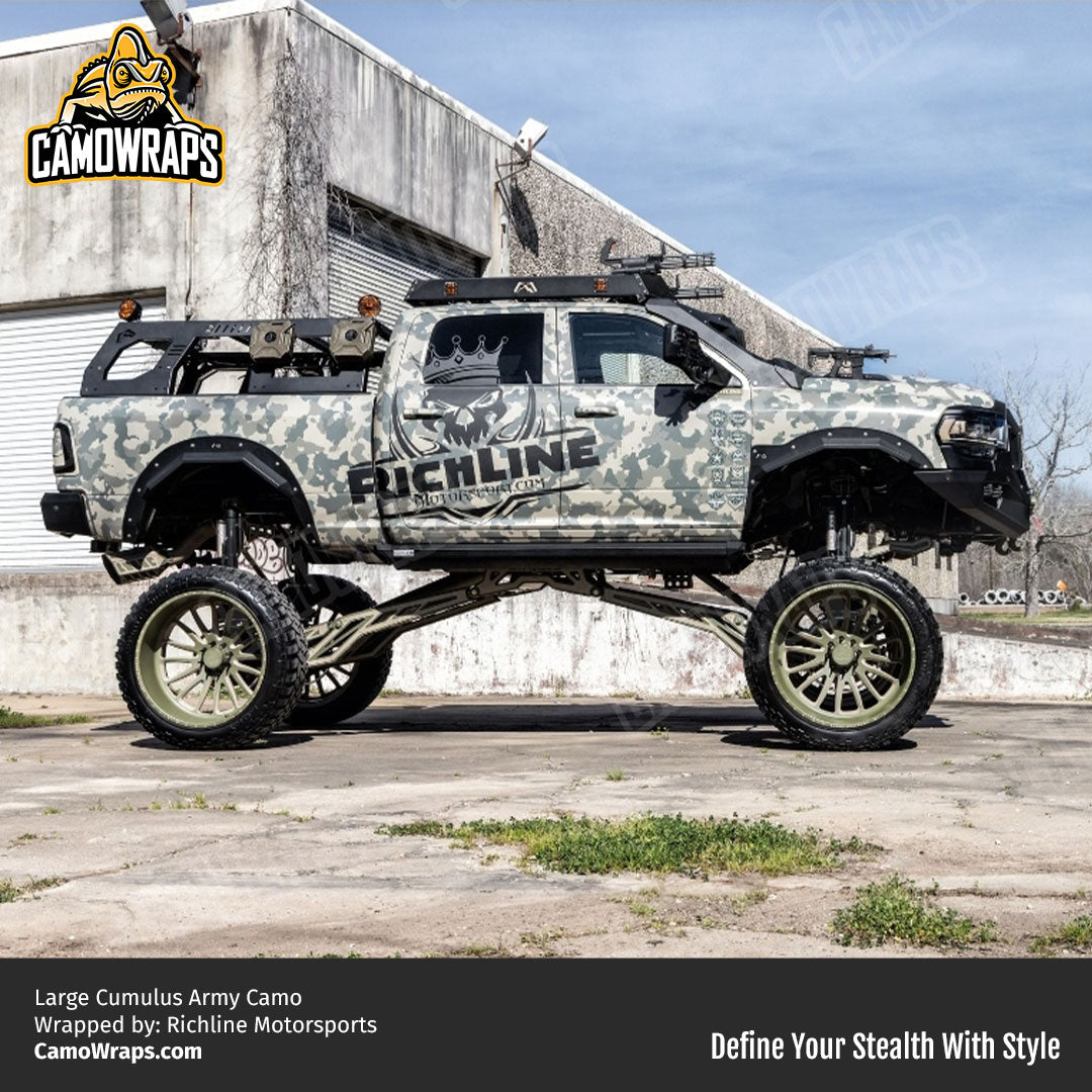 army camo lifted truck wrap