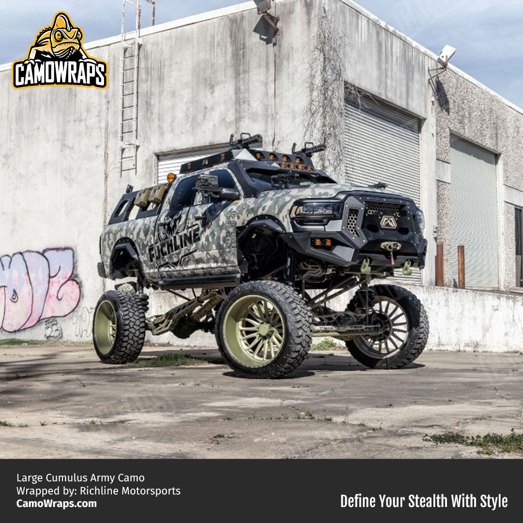 army camo lifted truck wrap