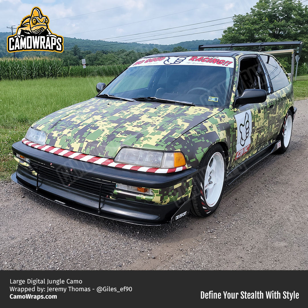 green digital camo car wrap
