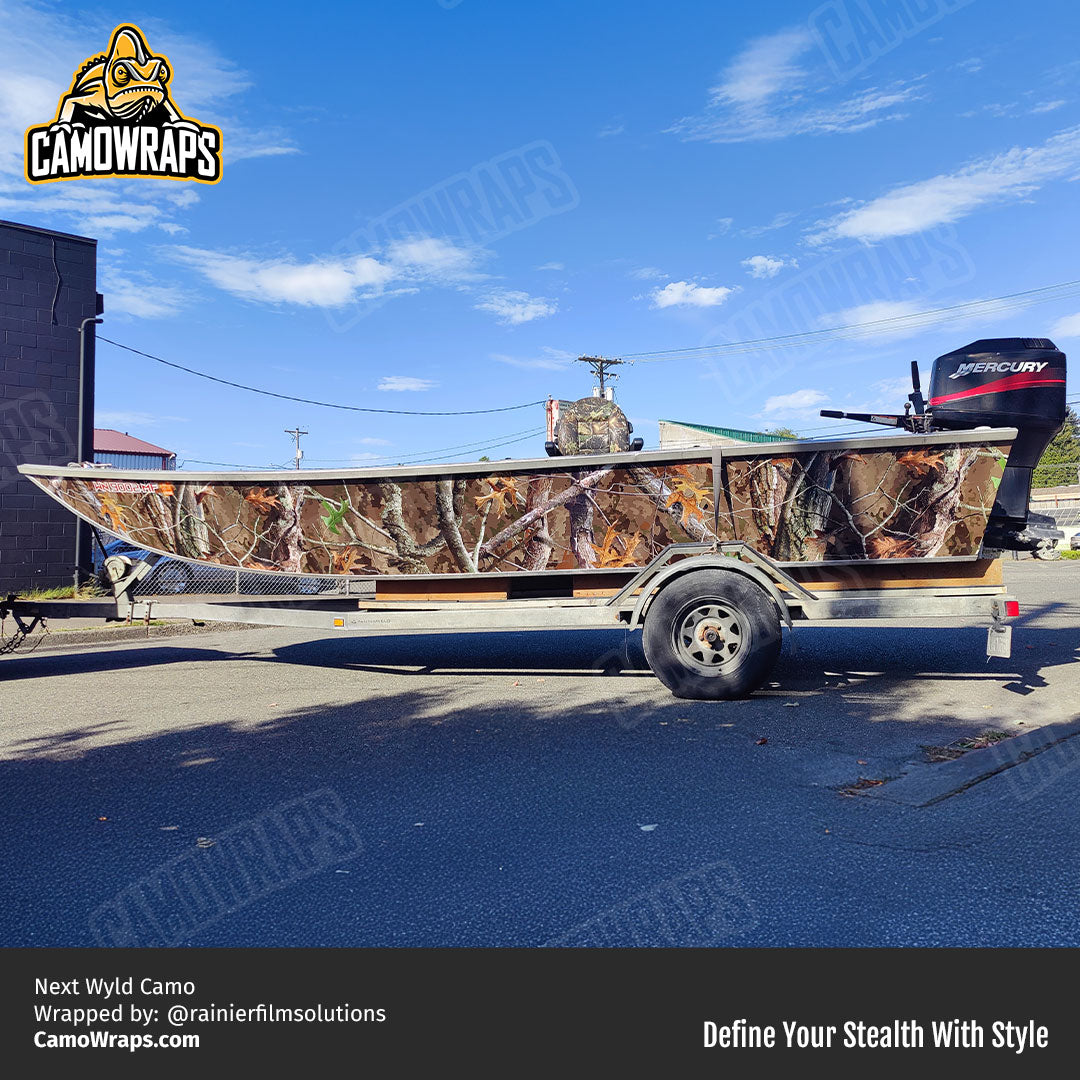 next wyld camo boat wrap