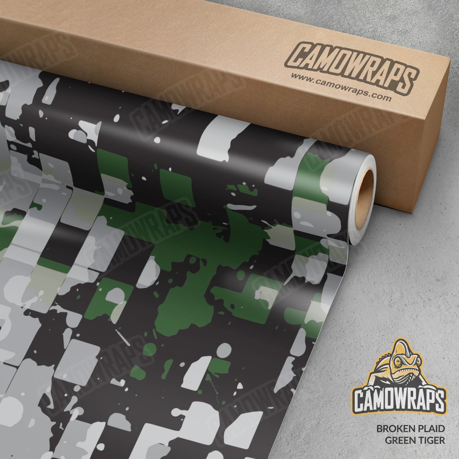 Broken Plaid Green Tiger Camo Vinyl Wrap