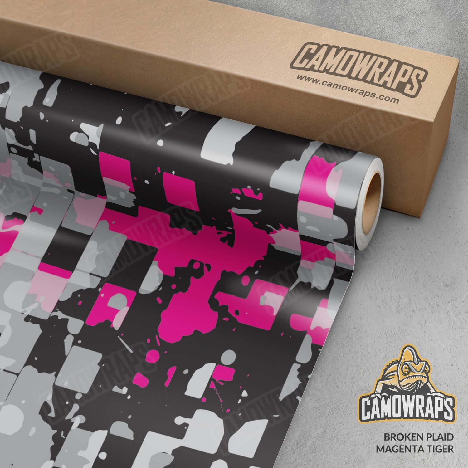 Broken Plaid Magenta Tiger Camo Vinyl Wrap