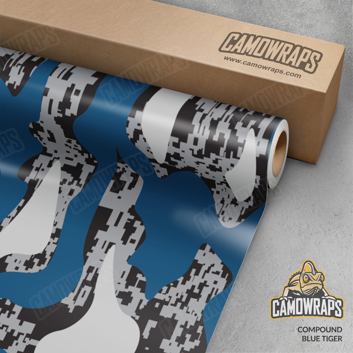 Compound Blue Tiger Camo Vinyl Wrap