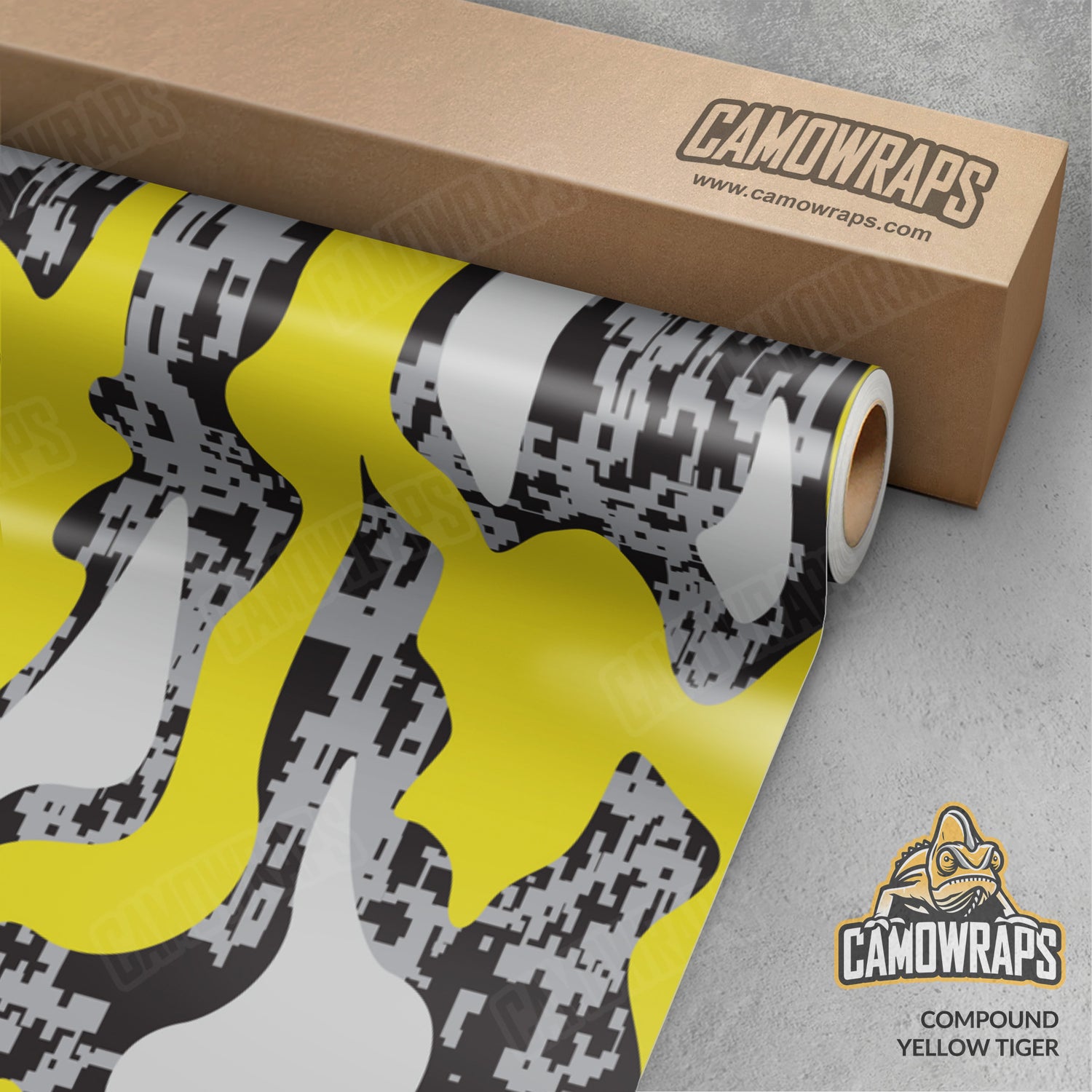 Compound Yellow Tiger Camo Vinyl Wrap