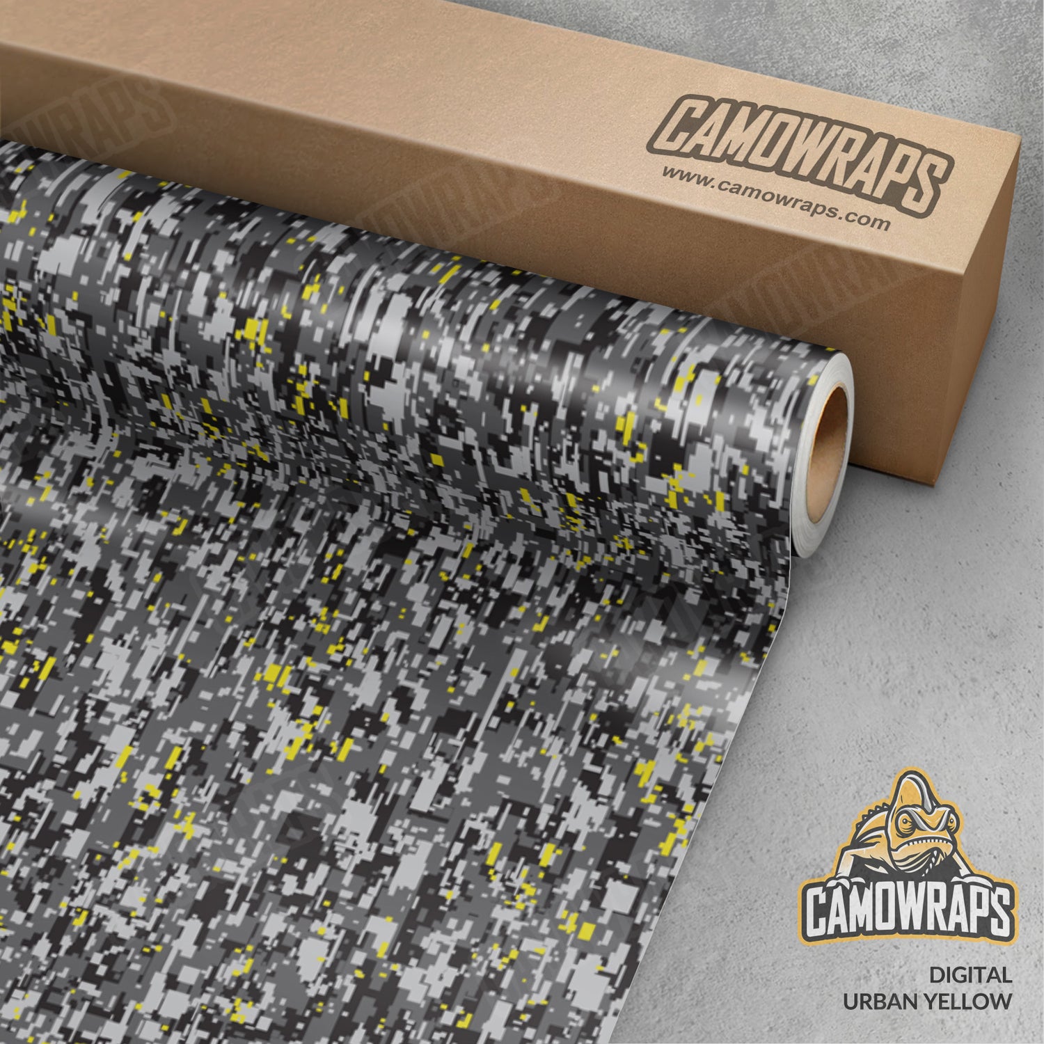 Digital Urban Yellow Camo Vinyl Wrap