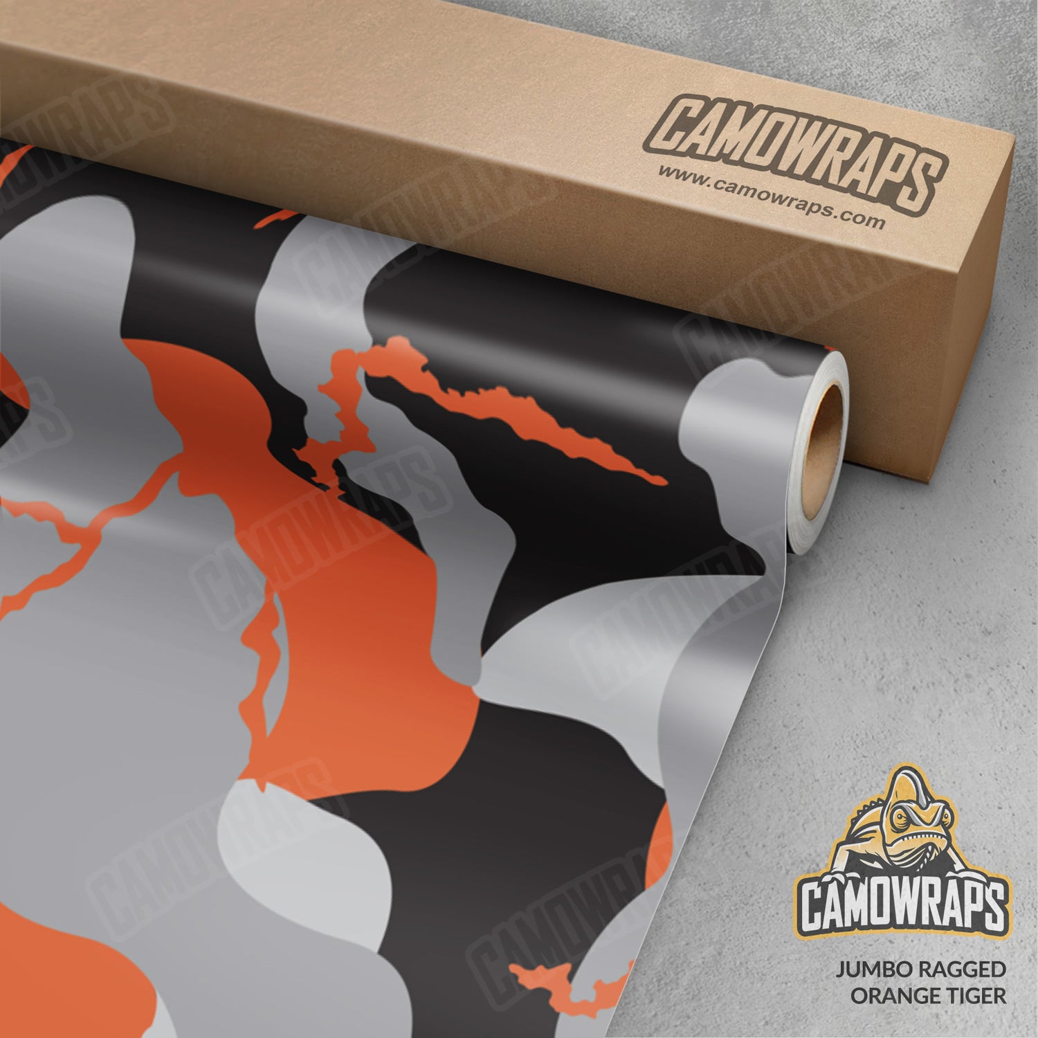 Jumbo Ragged Orange Tiger Camo Vinyl Wrap