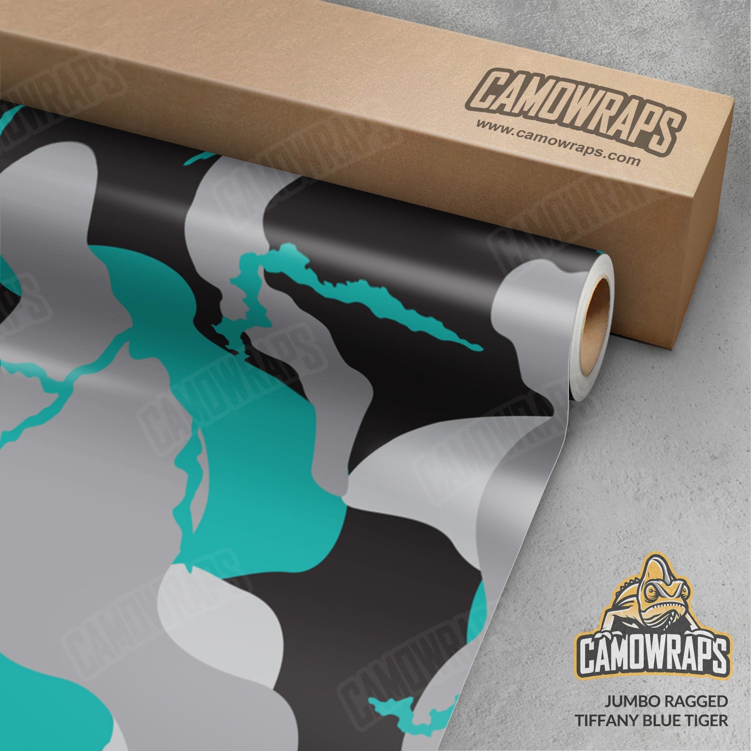 Jumbo Ragged Tiffany Blue Tiger Camo Vinyl Wrap