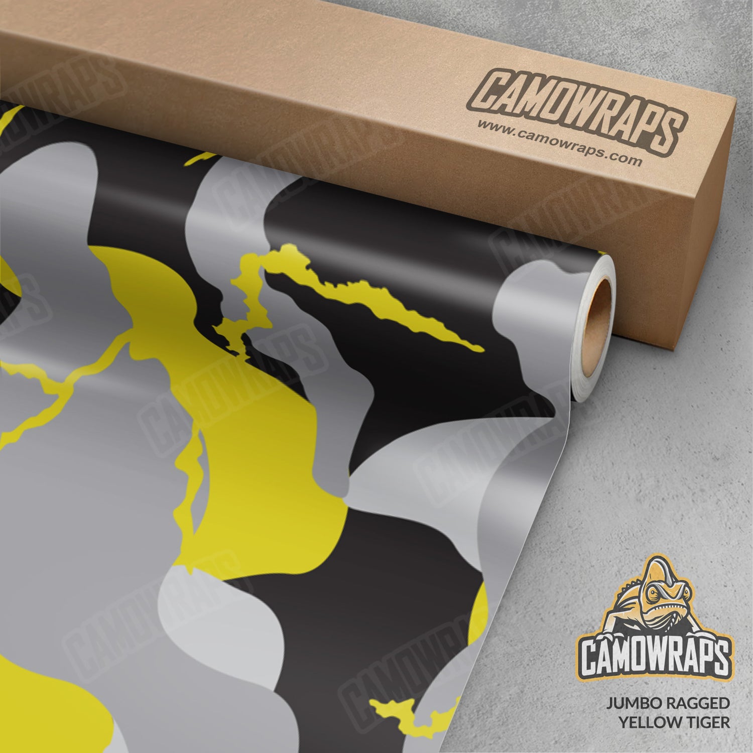 Jumbo Ragged Yellow Tiger Camo Vinyl Wrap