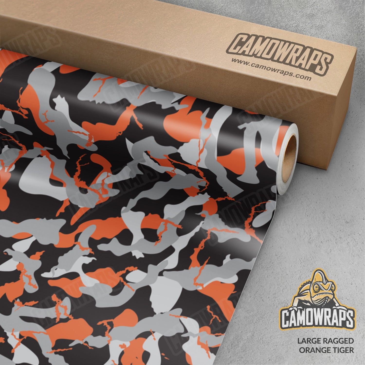 Large Ragged Orange Tiger Camo Vinyl Wrap