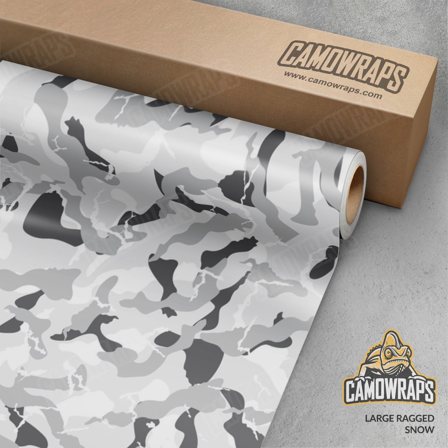 Large Ragged Snow Camo Vinyl Wrap