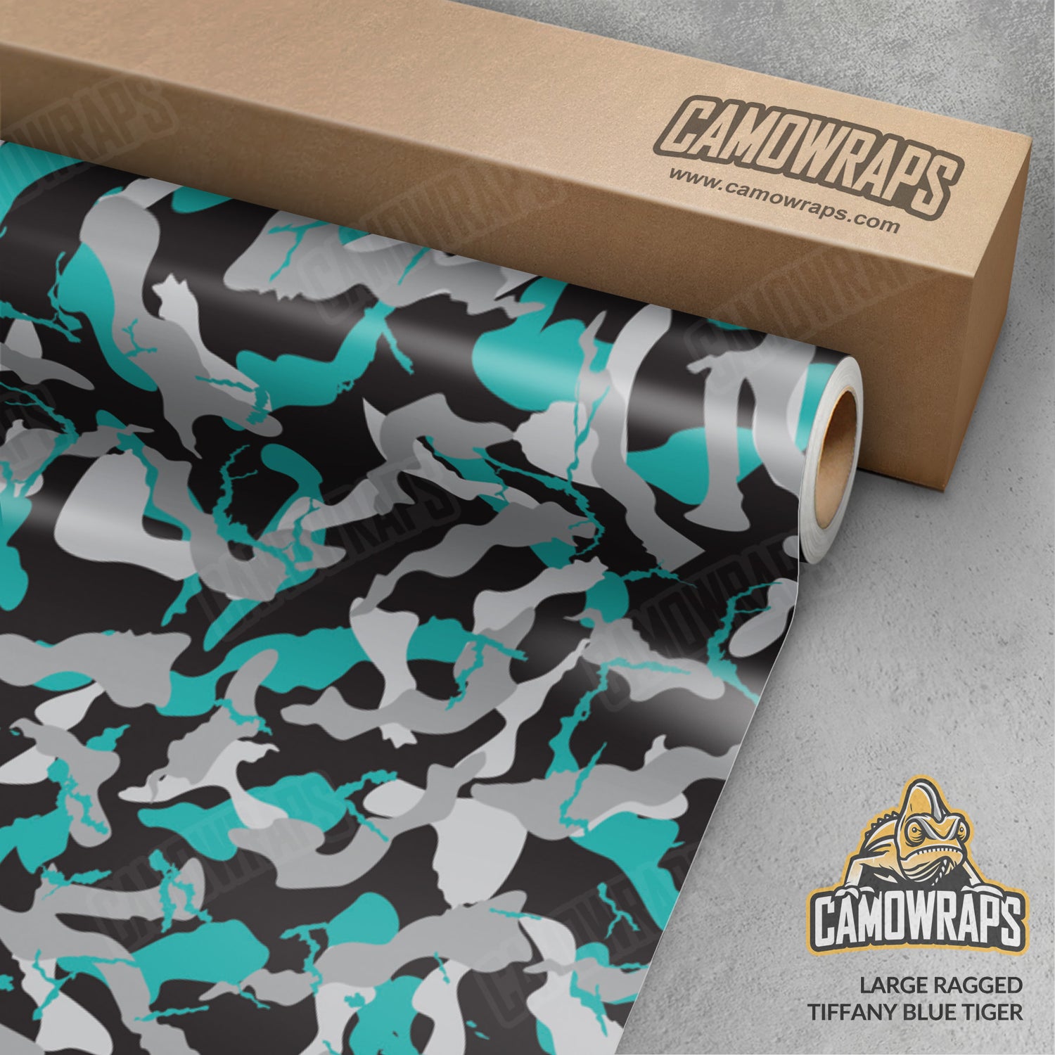 Large Ragged Tiffany Blue Tiger Camo Vinyl Wrap